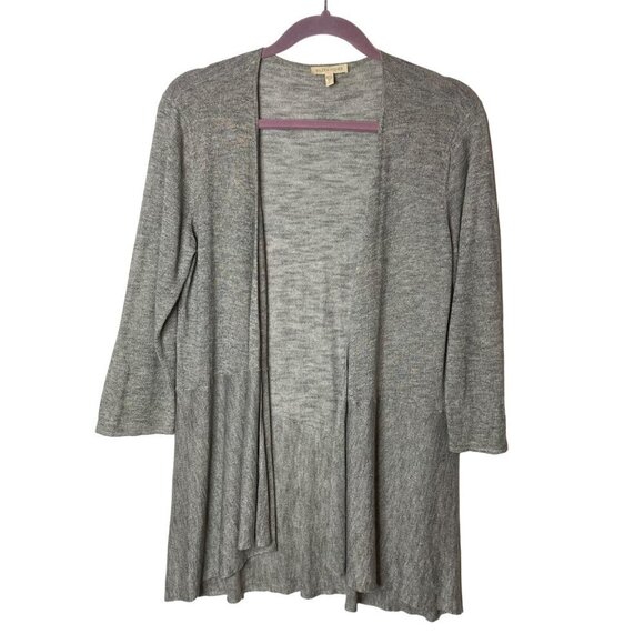 Eileen Fisher Gray Open Cardigan Linen Sz S Lagenlook Lightweight Minimalist - Picture 1 of 8